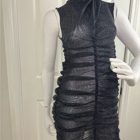 ALLSAINTS Tia Metallic Dress Gunmetal Sleeveless SIZE 4. A38 - Picture 9 of 15